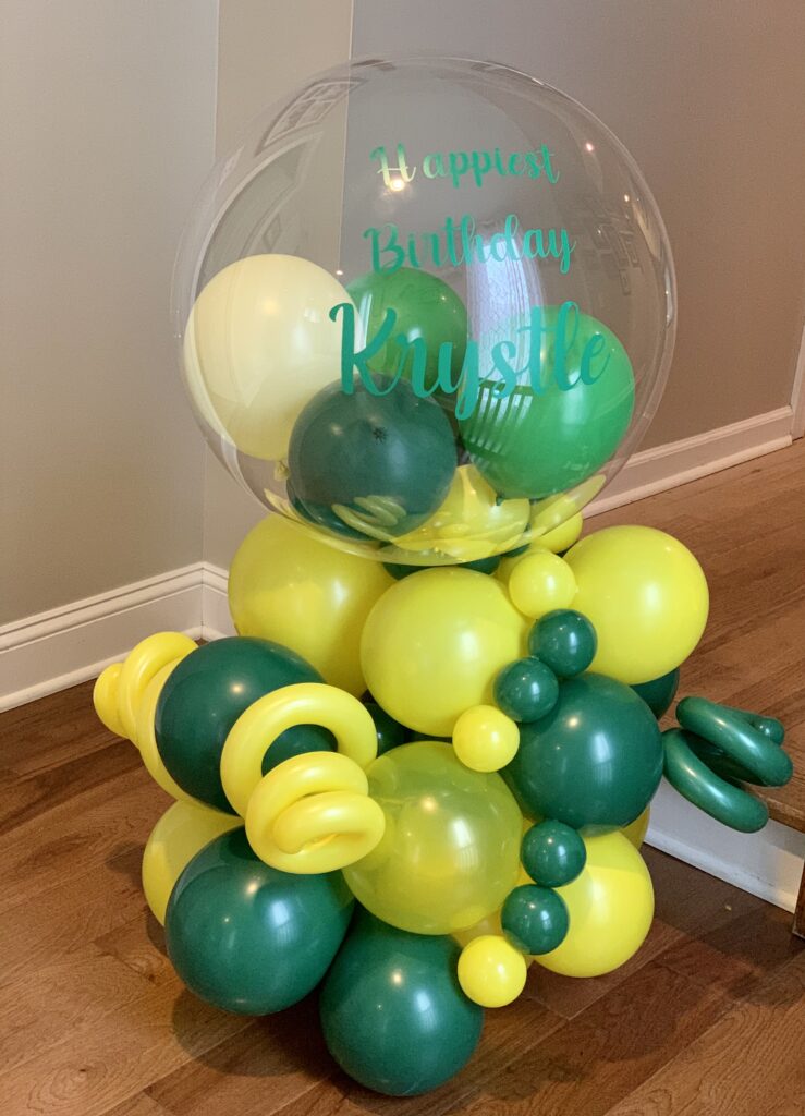 24 inch green and yellow balloon birthday display