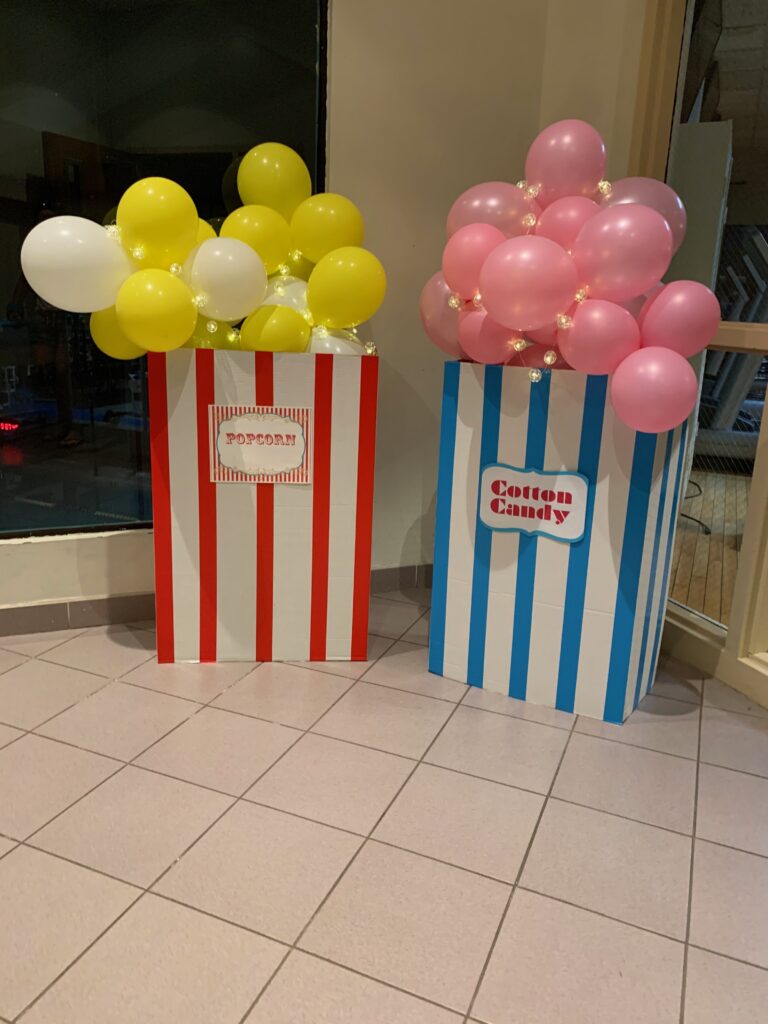 popcorn and cotton candy balloons