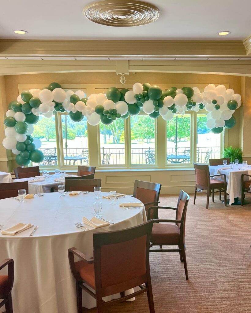 green and white garland