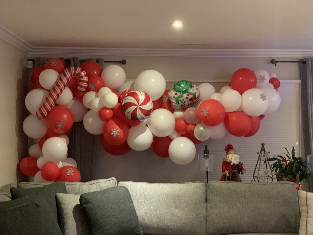 red and white christmas garland